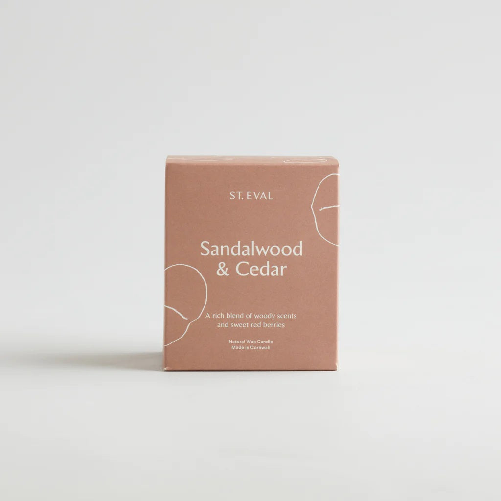 Sandalwood and Cedar Lamorna Glass Candle