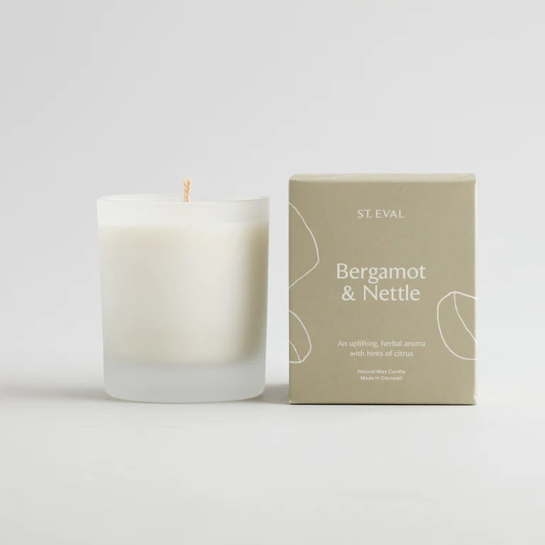 Bergamot and Nettle Lamorna Glass Candle