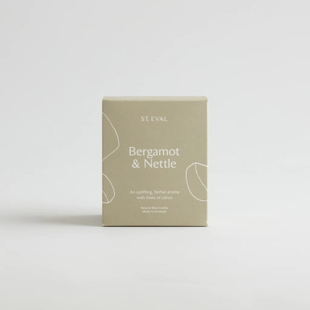 Bergamot and Nettle Lamorna Glass Candle