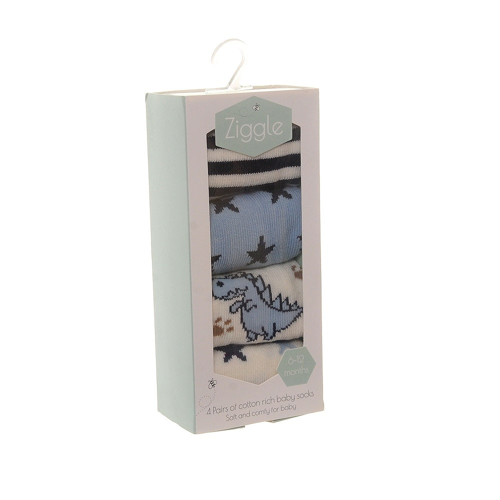 0/6 Months Dino and Stars Sock Set