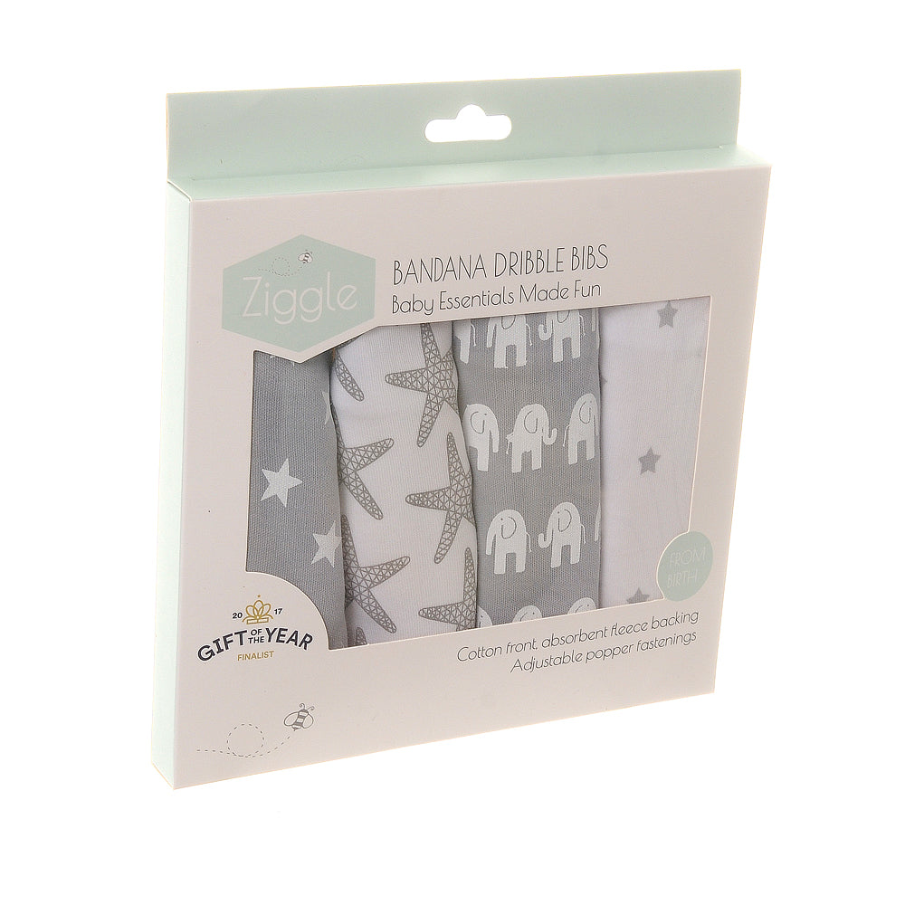 Set 4 Bibs - Grey & White