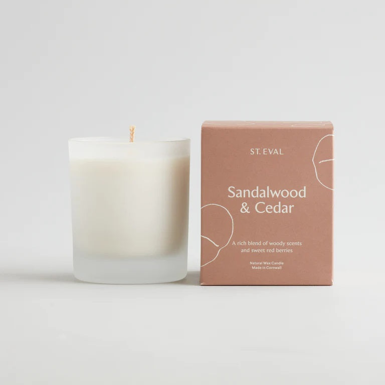 Sandalwood and Cedar Lamorna Glass Candle
