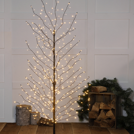 1.5m Antique White LED Wispy Black Tree