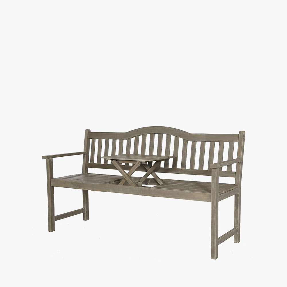 Richmond Light Acacia Bench with Pop Up Table