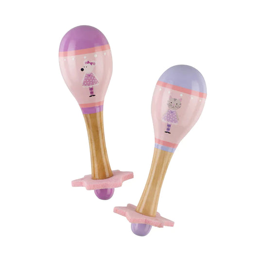 Pink Mouse and Cat Maraca Set